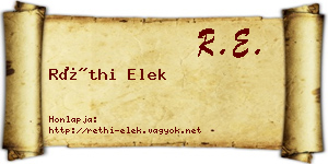 Réthi Elek névjegykártya